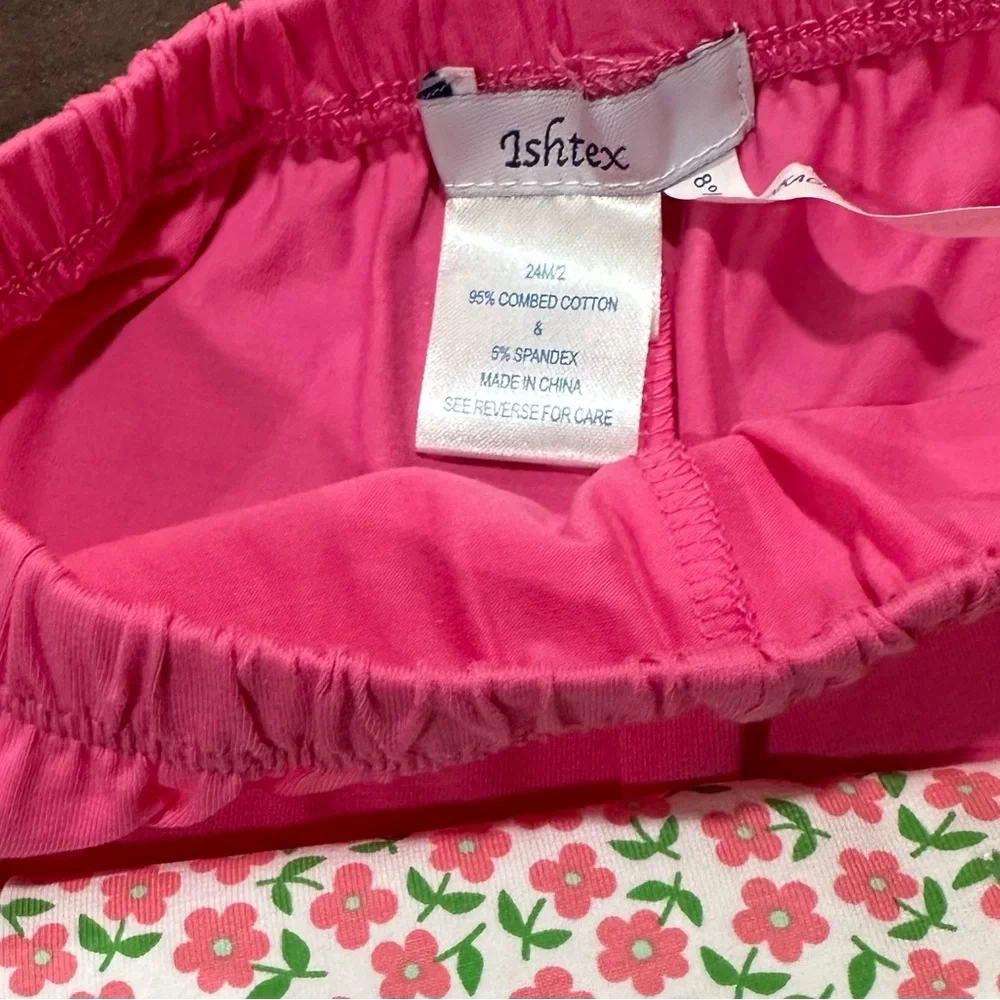 ISHTEX Pink/White Floral Girl's short set NWT size 24m/2Y - Picture 11 of 14